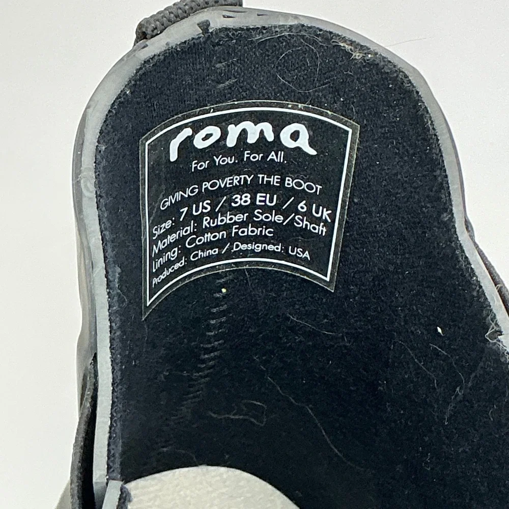 Roma Gray Leopard Rain Boots Women Size 7 Chelsea Style Waterproof Rubber